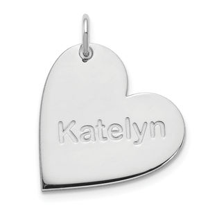 Sterling Silver/Rhodium-plated Personalized Heart Charm